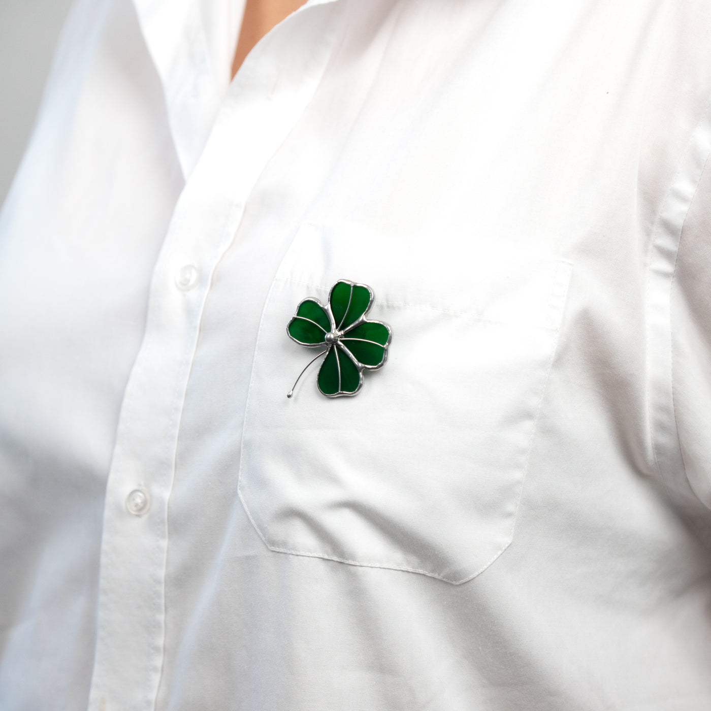 stained glass clover pin