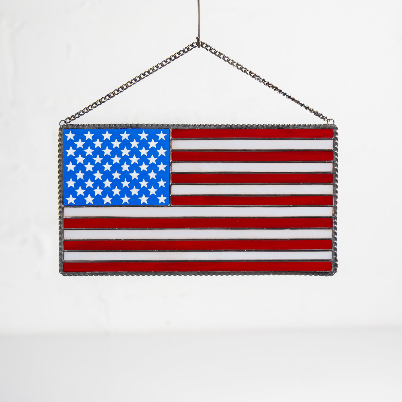 American flag stained glass suncatcher as decor