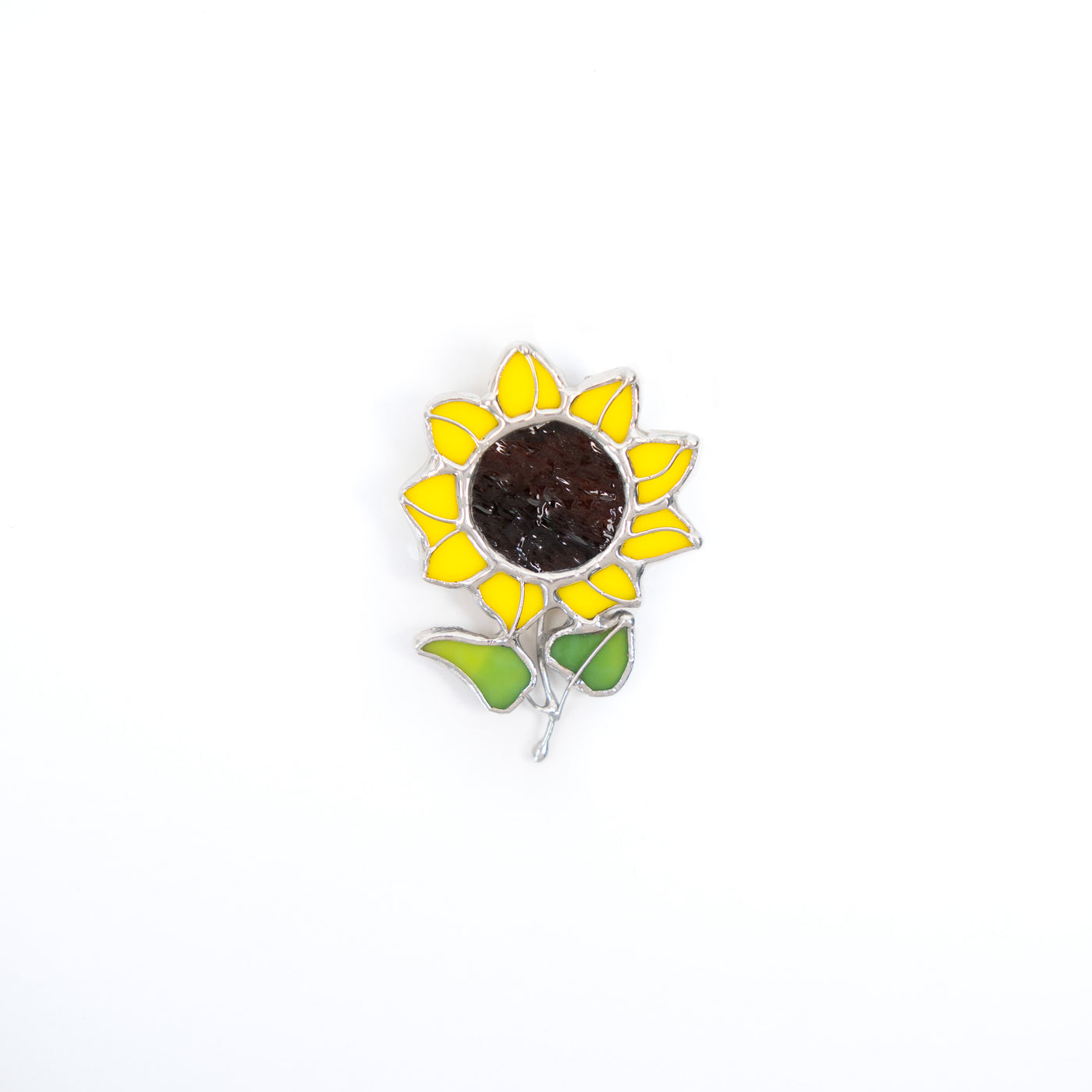 Ukrainian jewelry stained glass sunflower brooch