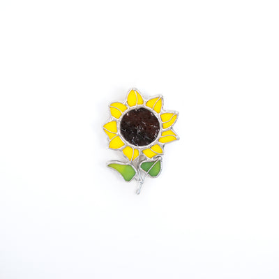 Ukrainian jewelry stained glass sunflower brooch