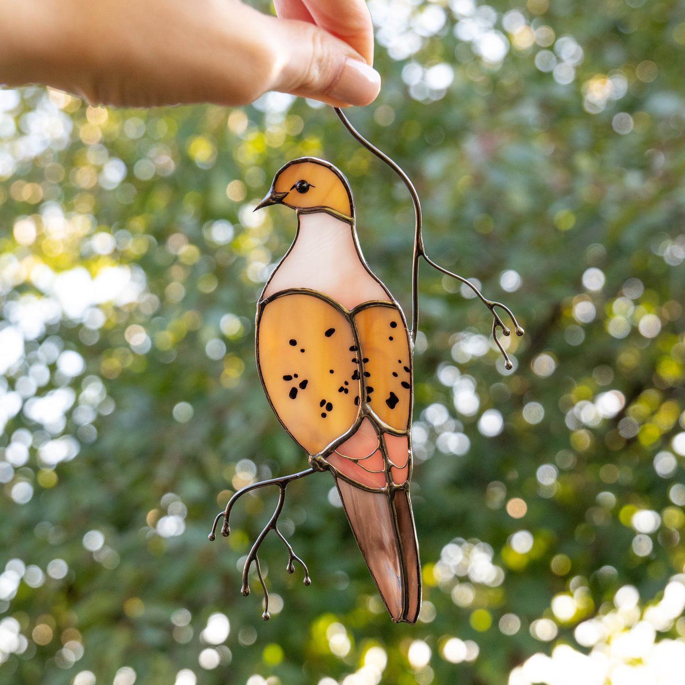handmade glass dove light catcher 