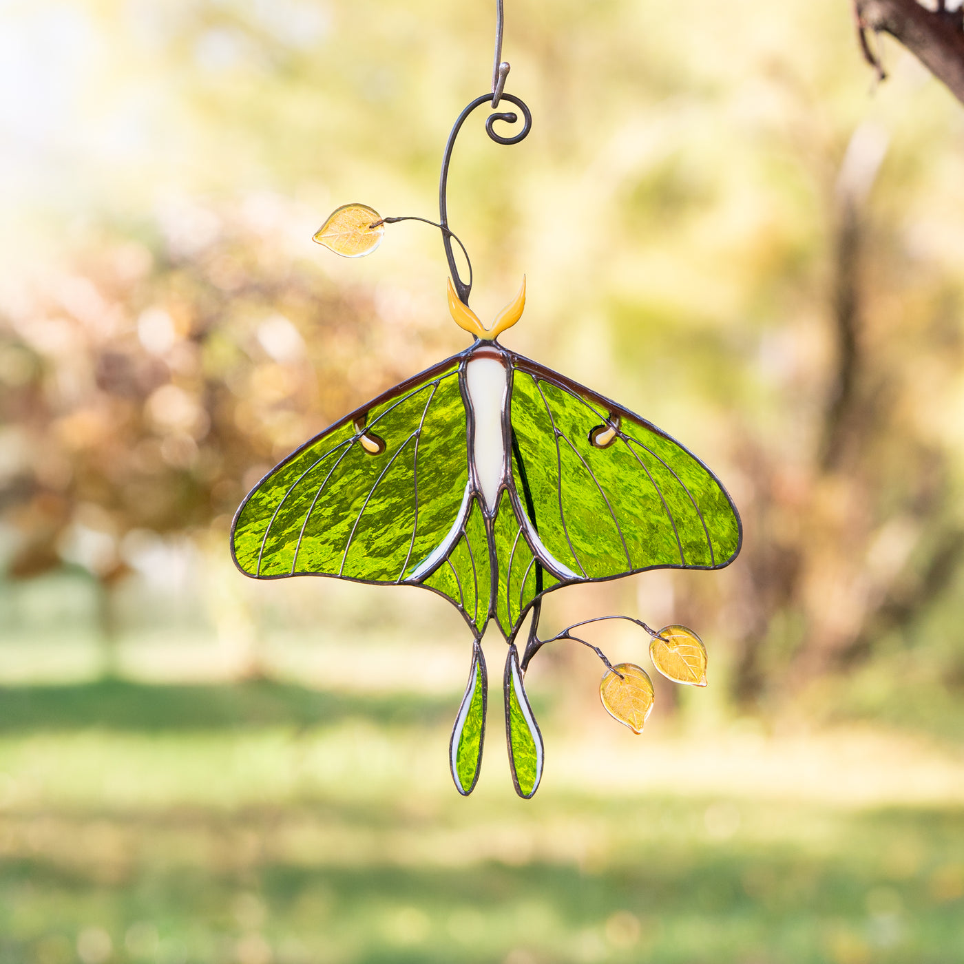 butterfly luna moth made of stained glass