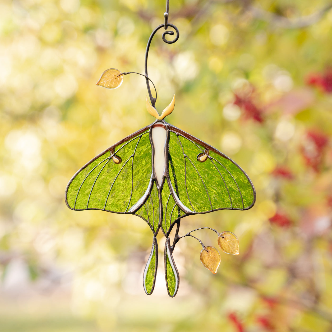 luna moth stained glass suncatcher