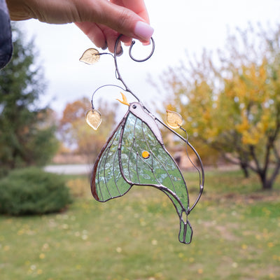 luna moth stained glass decor
