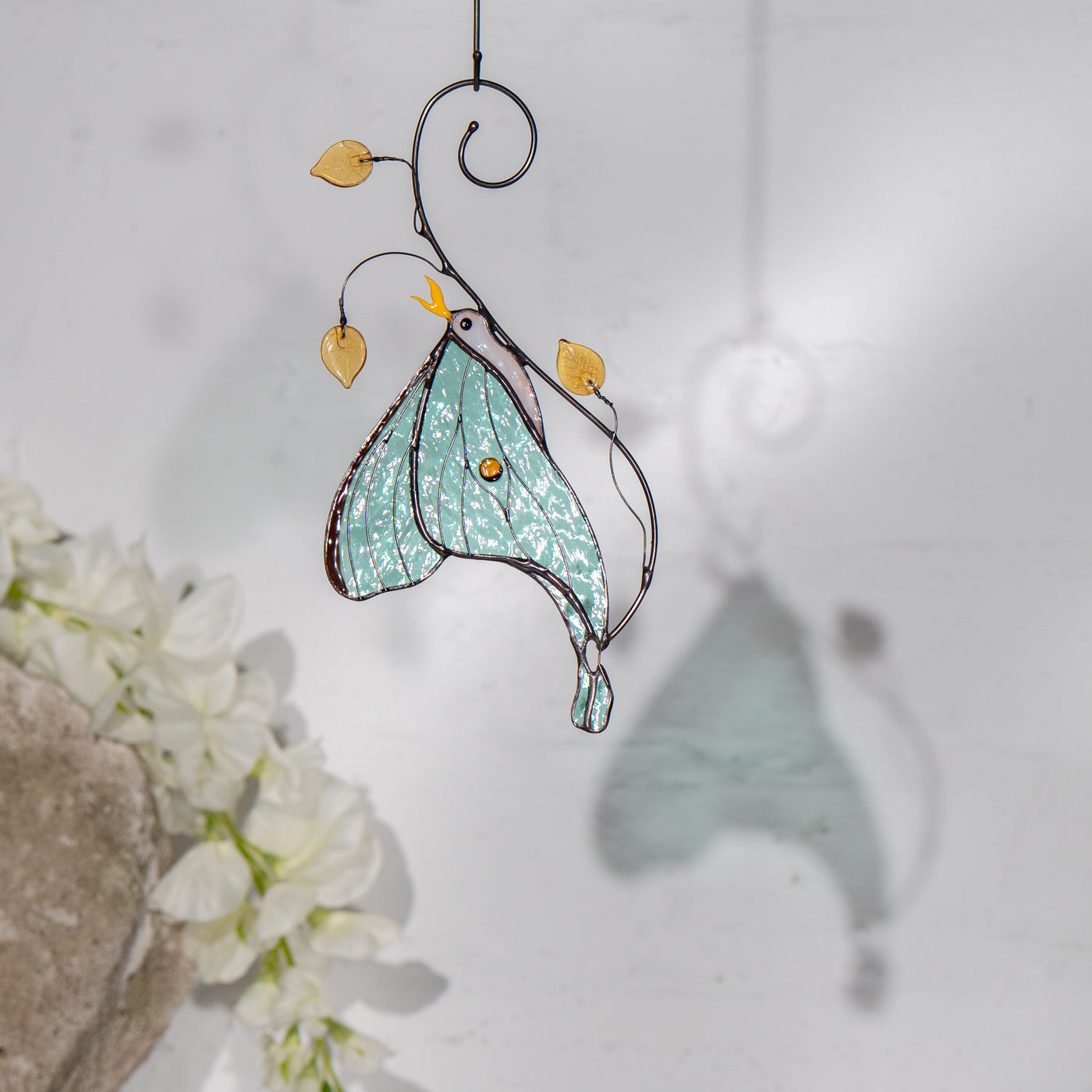 handmade glass luna moth item
