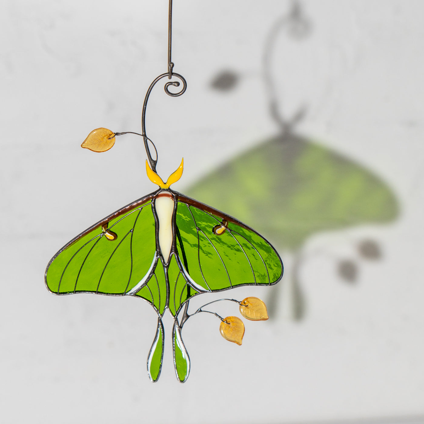 green butterfly stained glass suncatcher