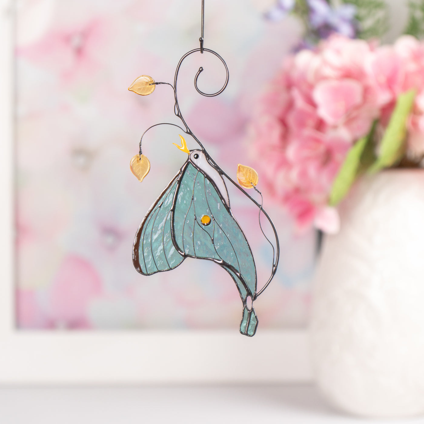 stained glass luna moth suncatcher
