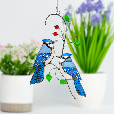 stained glass birds decor for window