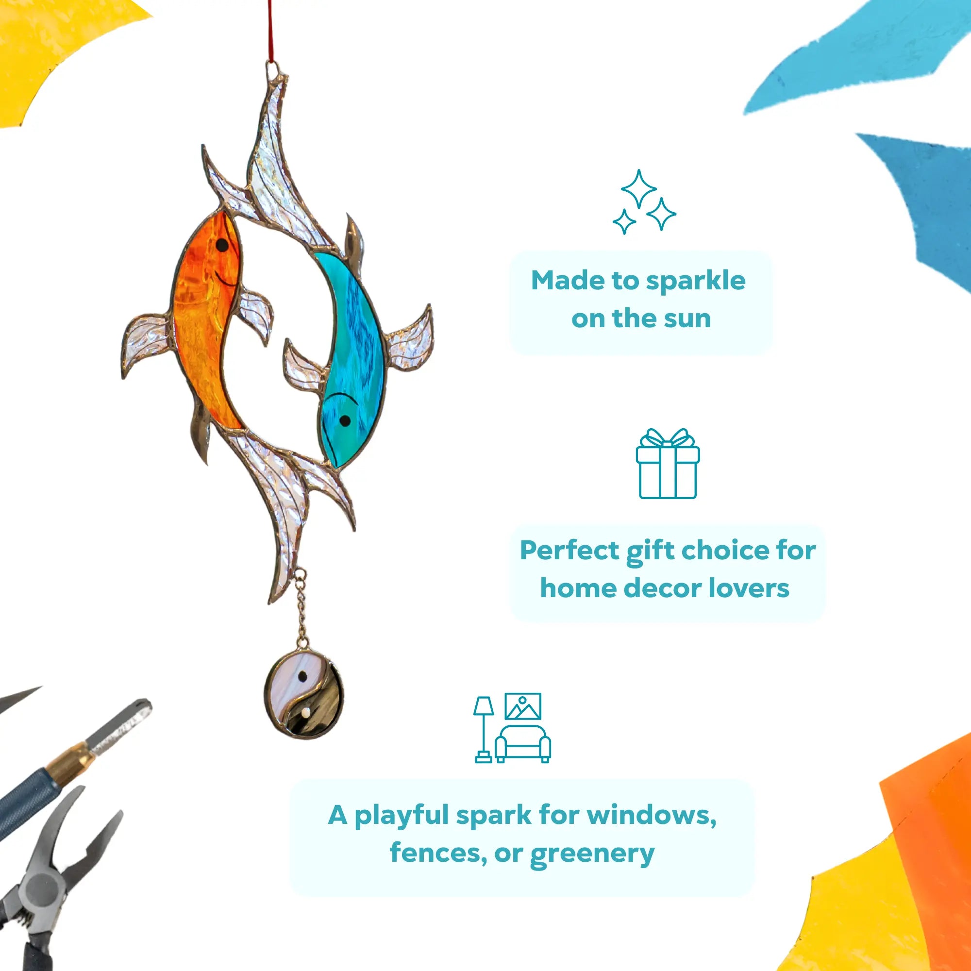 Decorative stained glass fish ornament as a perfect gift choice for home decor lovers