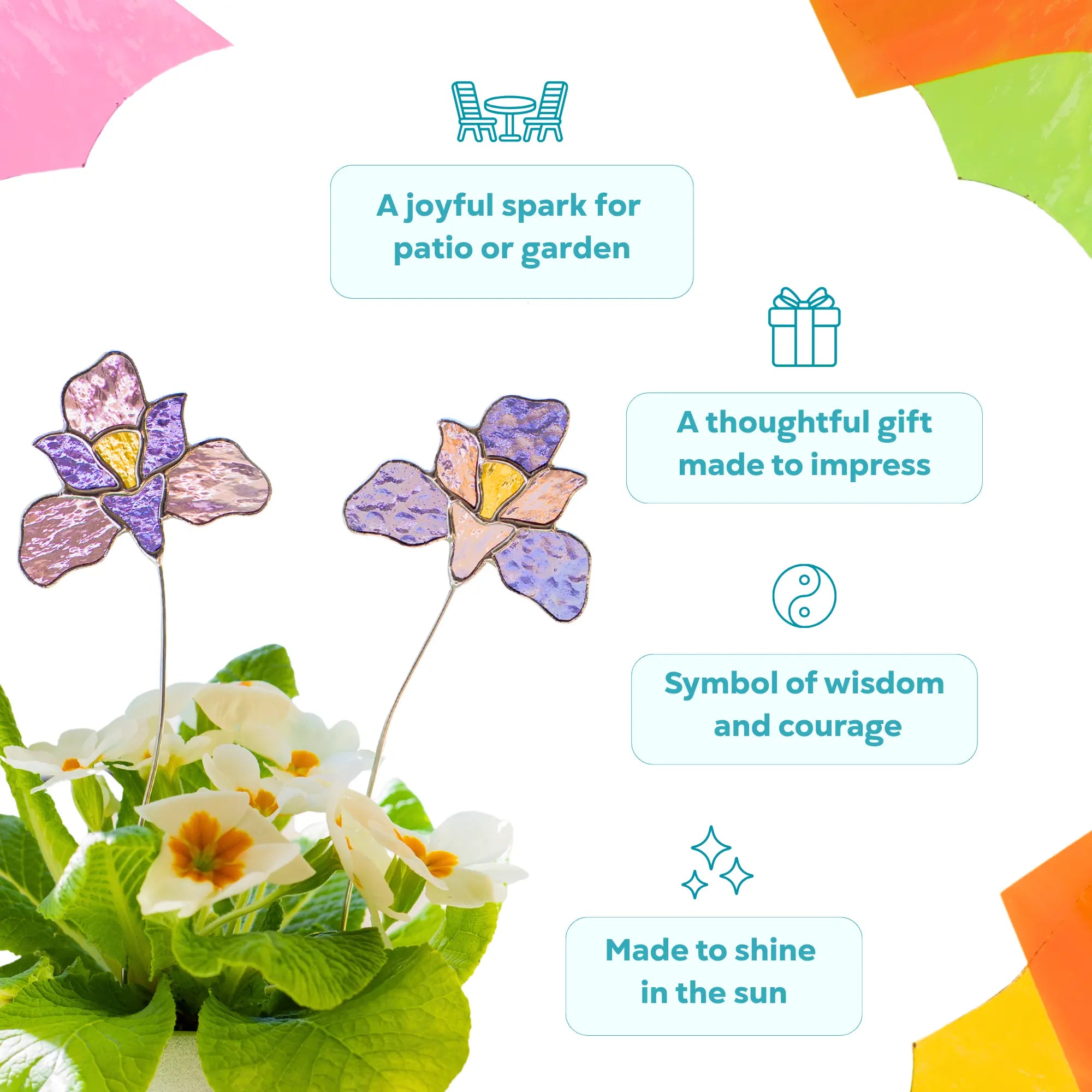 Stained glass flowers plant stakes as a thoughtful gift