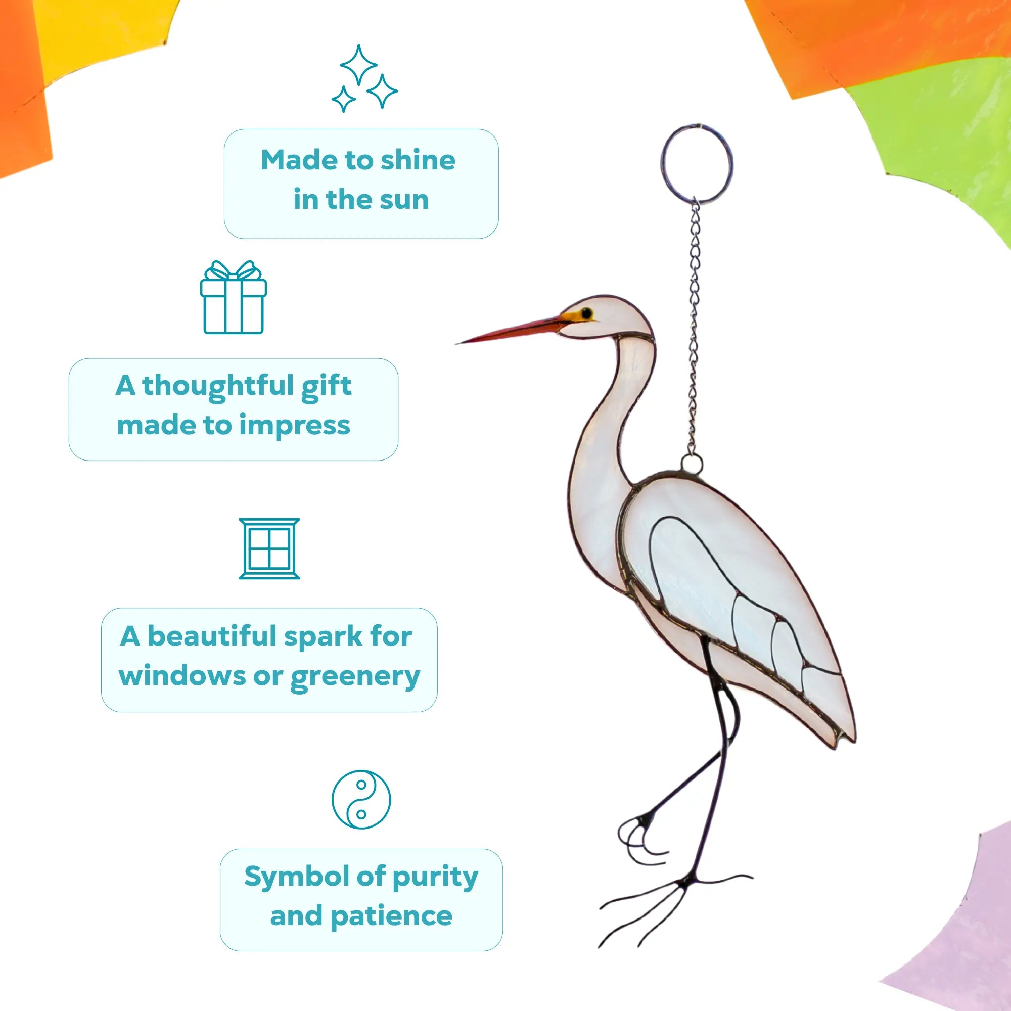 Stained glass heron as a thoughtful gift made to impress