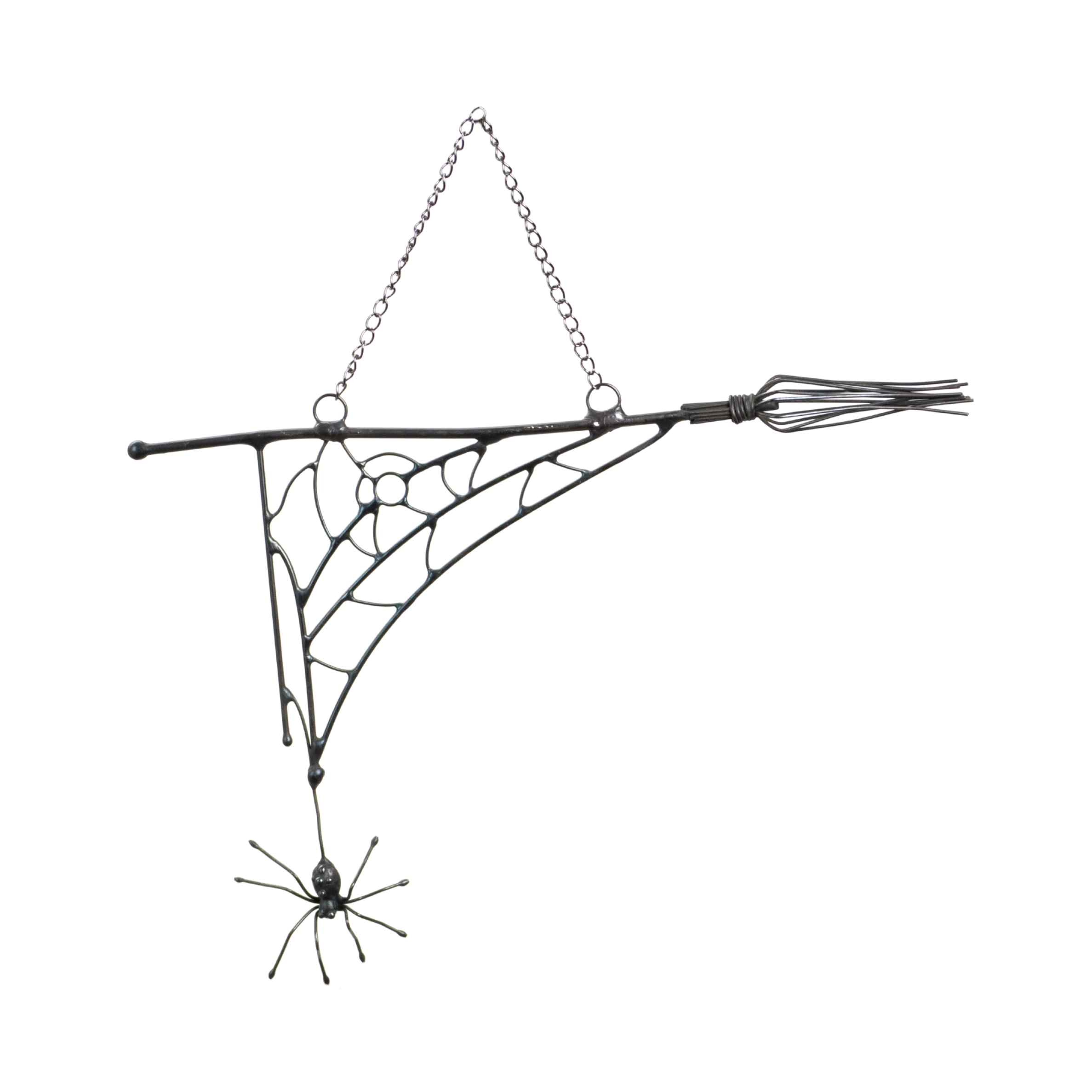 Halloween decor spider web with broom