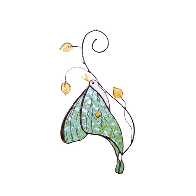 Luna moth with turqiose stained glass wings 