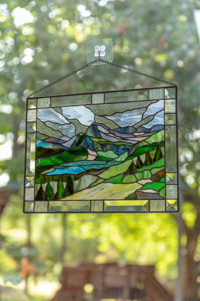 stained glass Glacier window hanging 