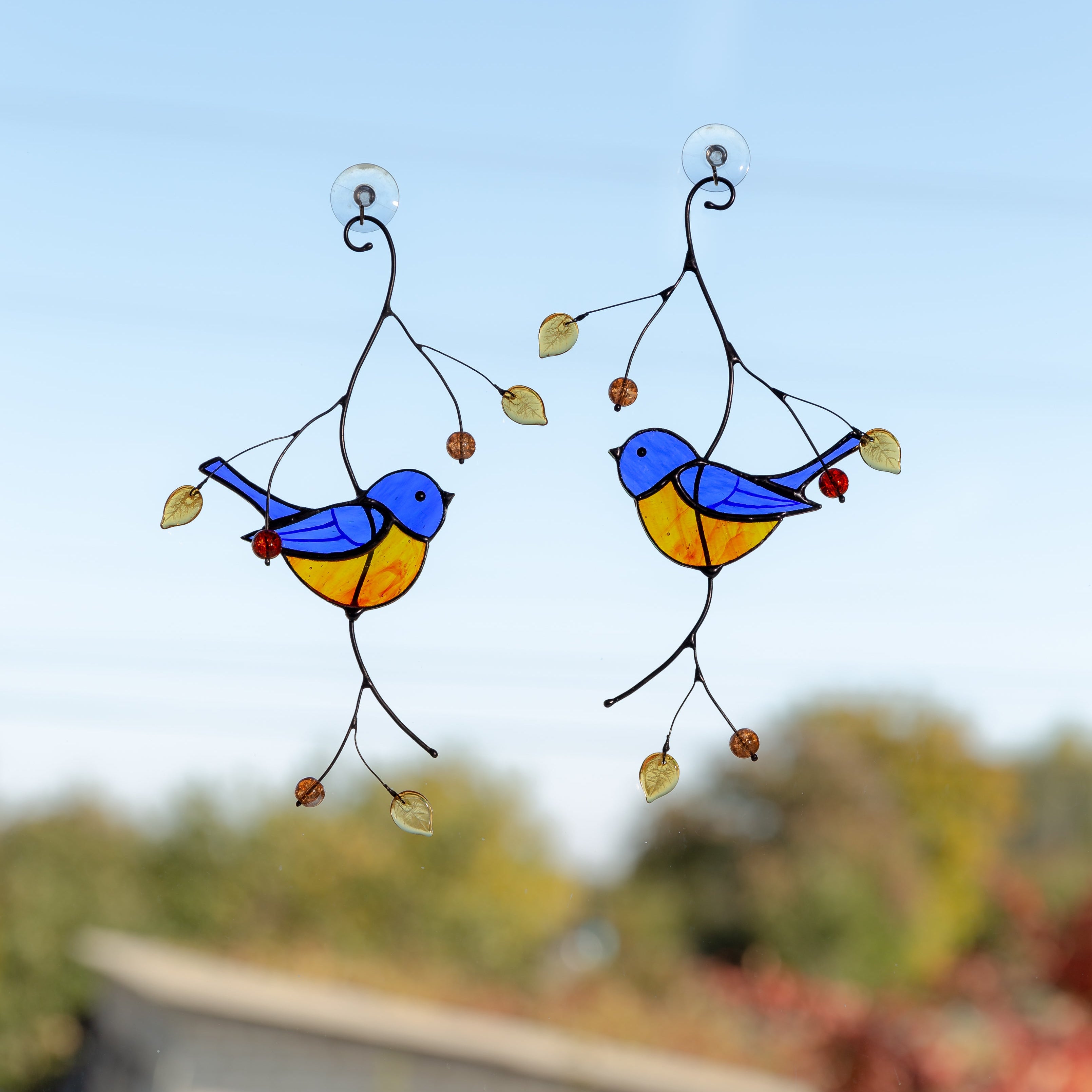 Blue Chickadee - Stained Glass Suncatcher