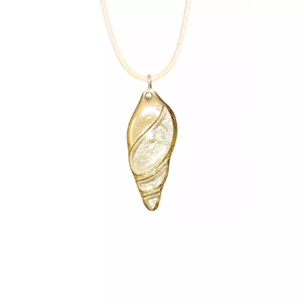 Golden stained glass seashell necklace as a perfect gift
