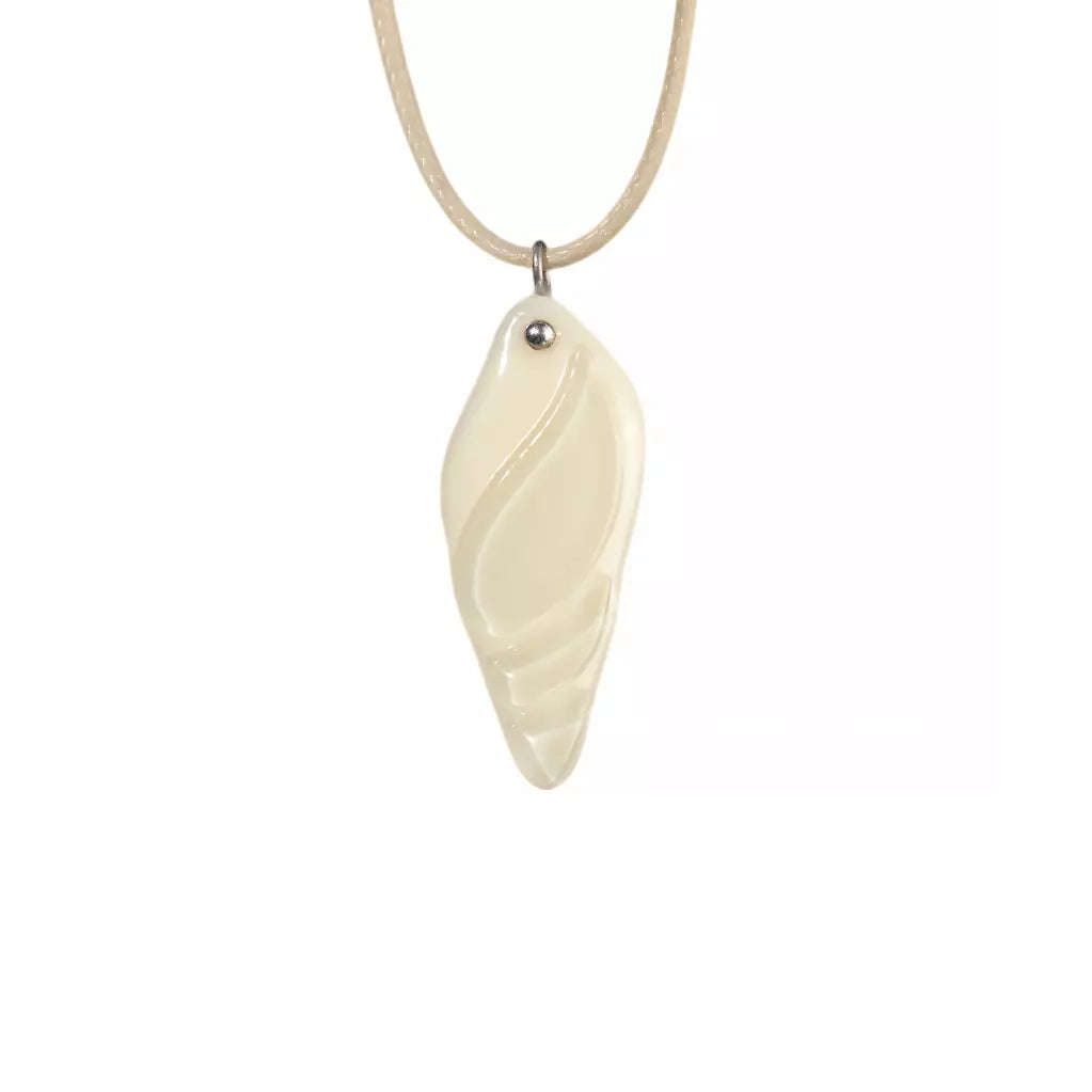 Necklace with an ivory pendant on a white background