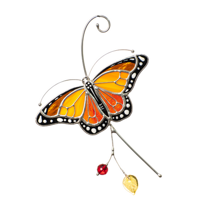 Monarch butterfly suncatcher against a white background