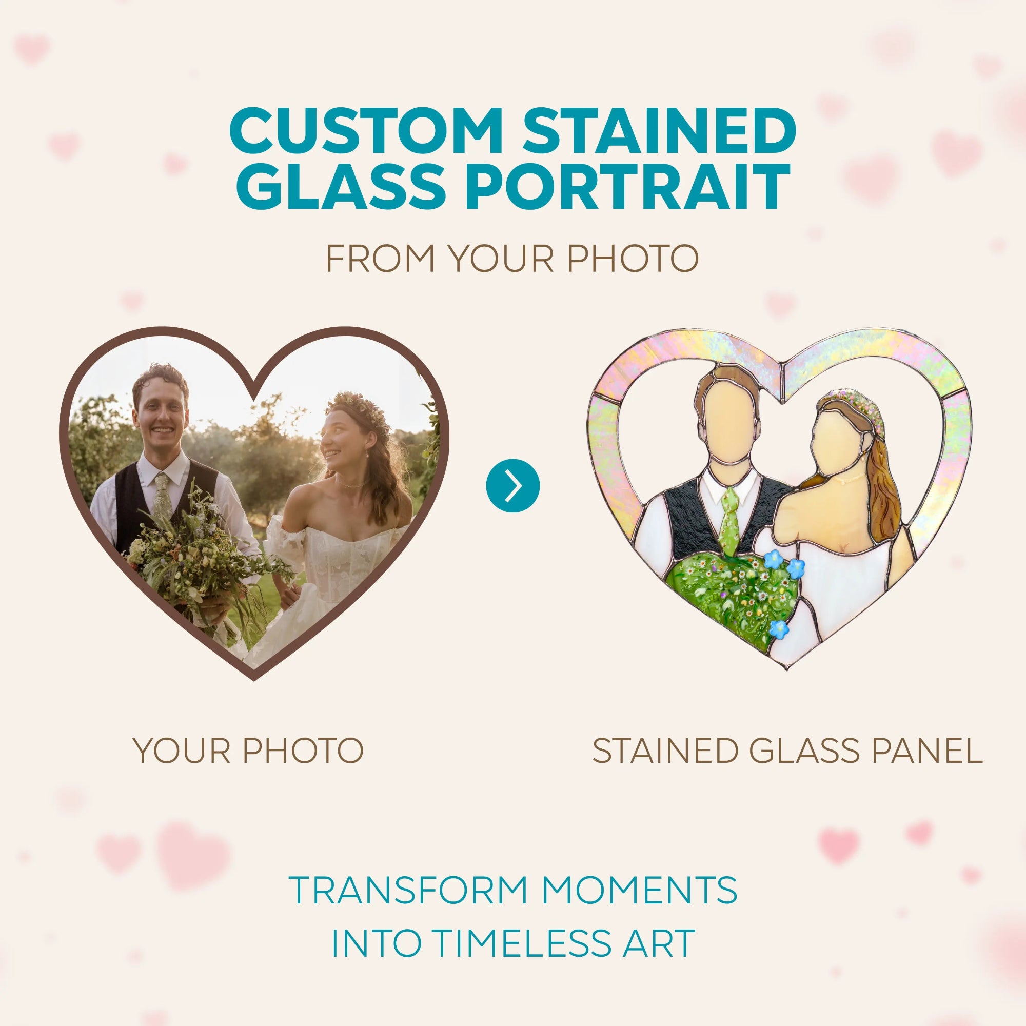 Transform moments into timeless art - custom stained glass panel made by photo
