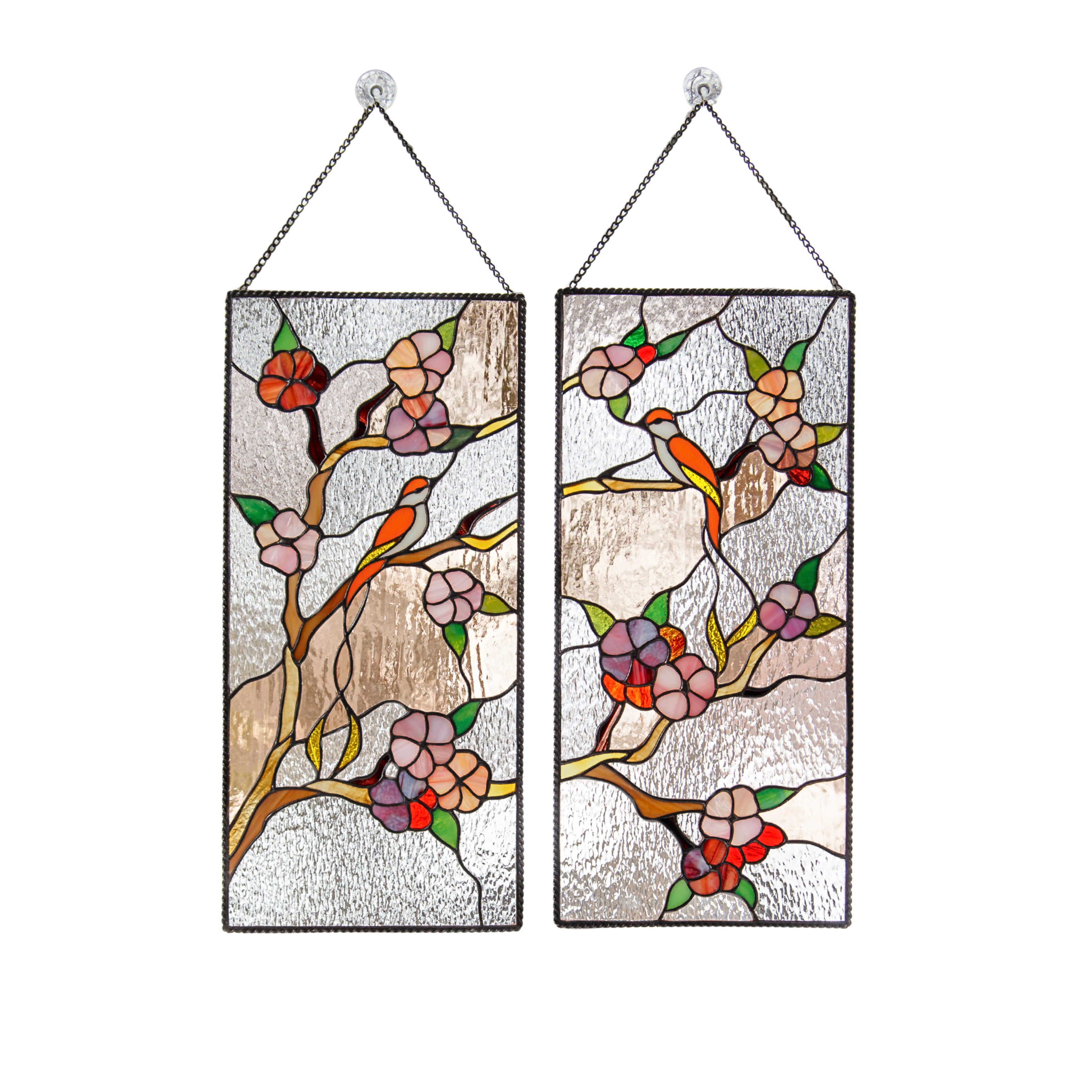 Cherry blossom and birds stained glass panel is a perfect gift choice