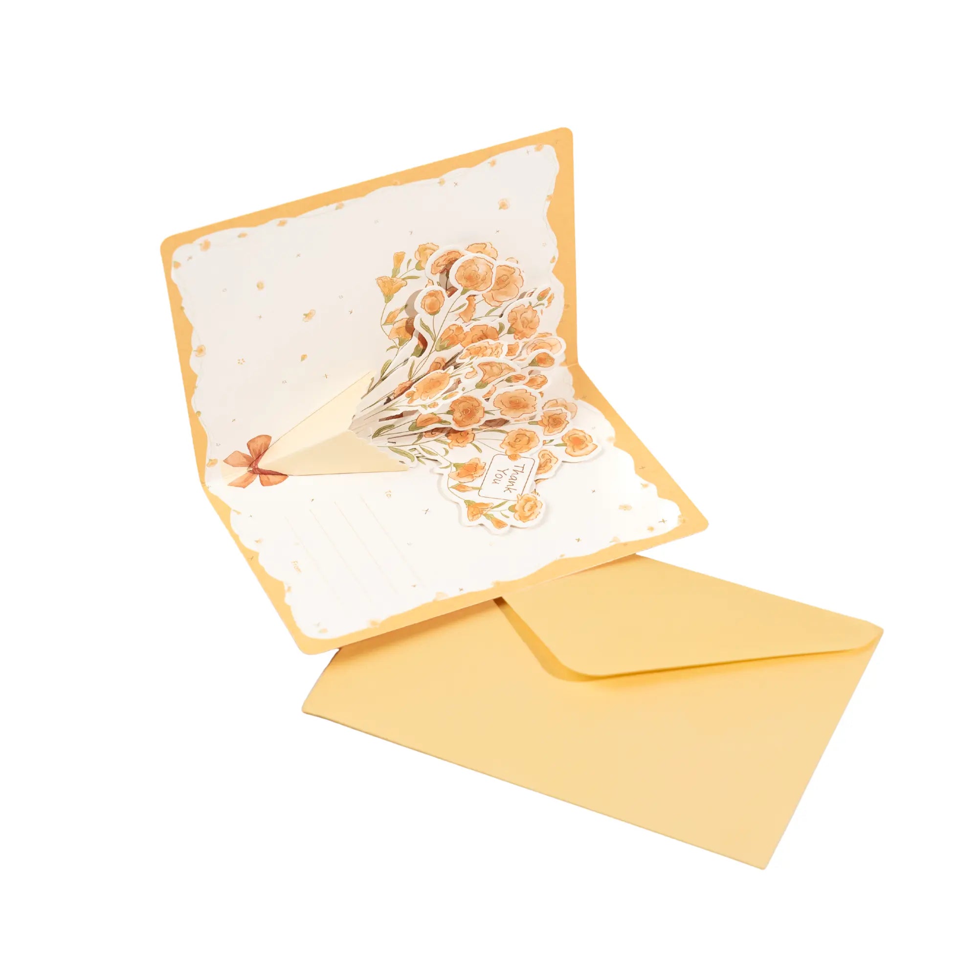 3D wish card with floral design and envelope on a white background
