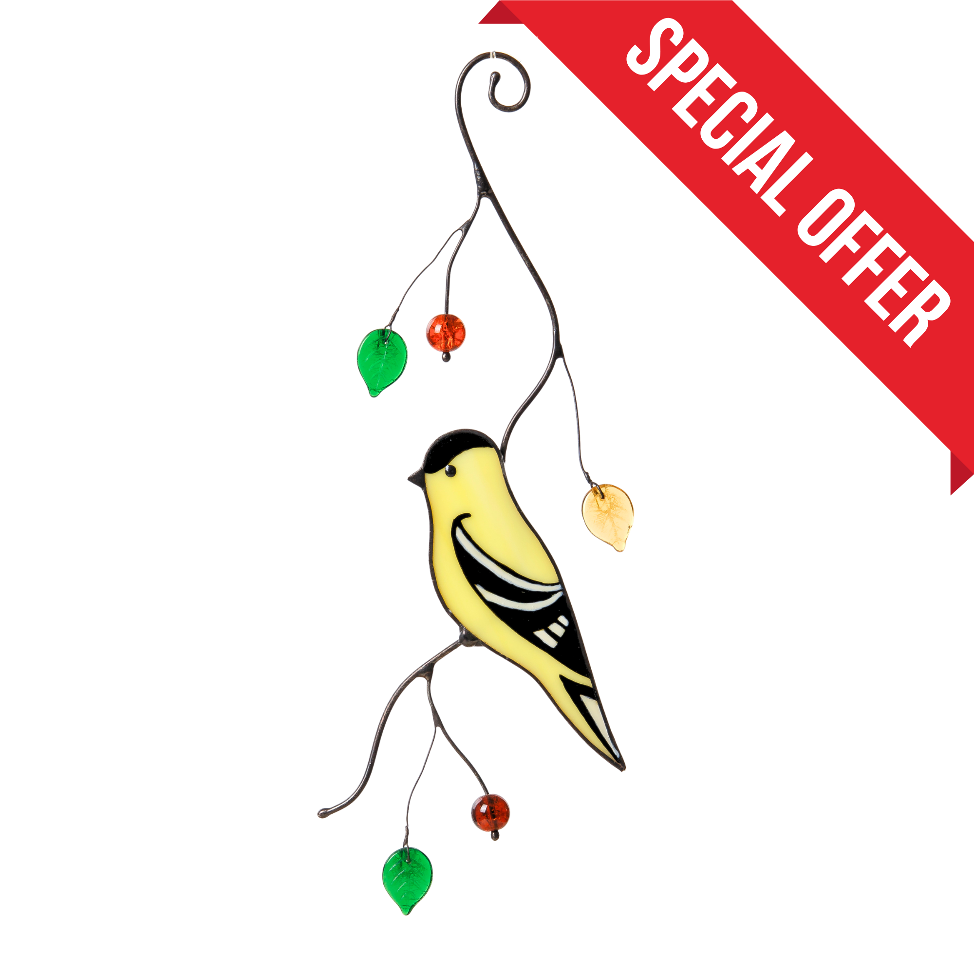 Goldfinch on a Branch - Stained Glass Suncatcher