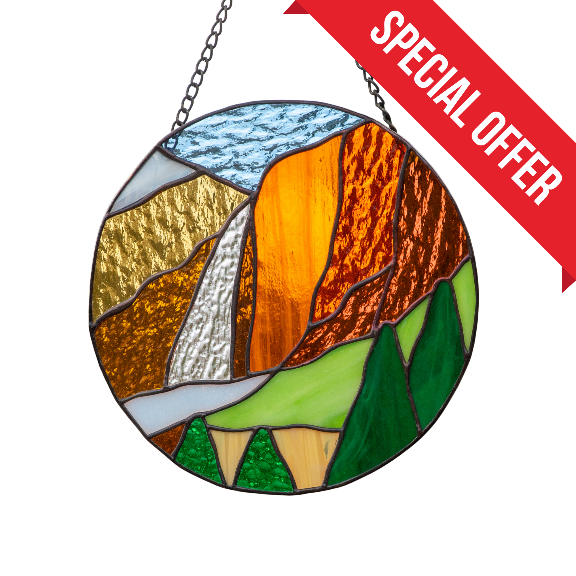 Stained glass Yosemite National Park Round Panel