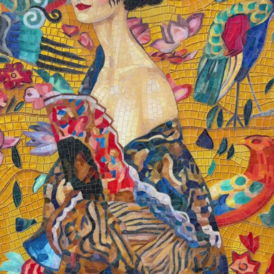 Satined glass mosaic inspired by Gustav Klimt