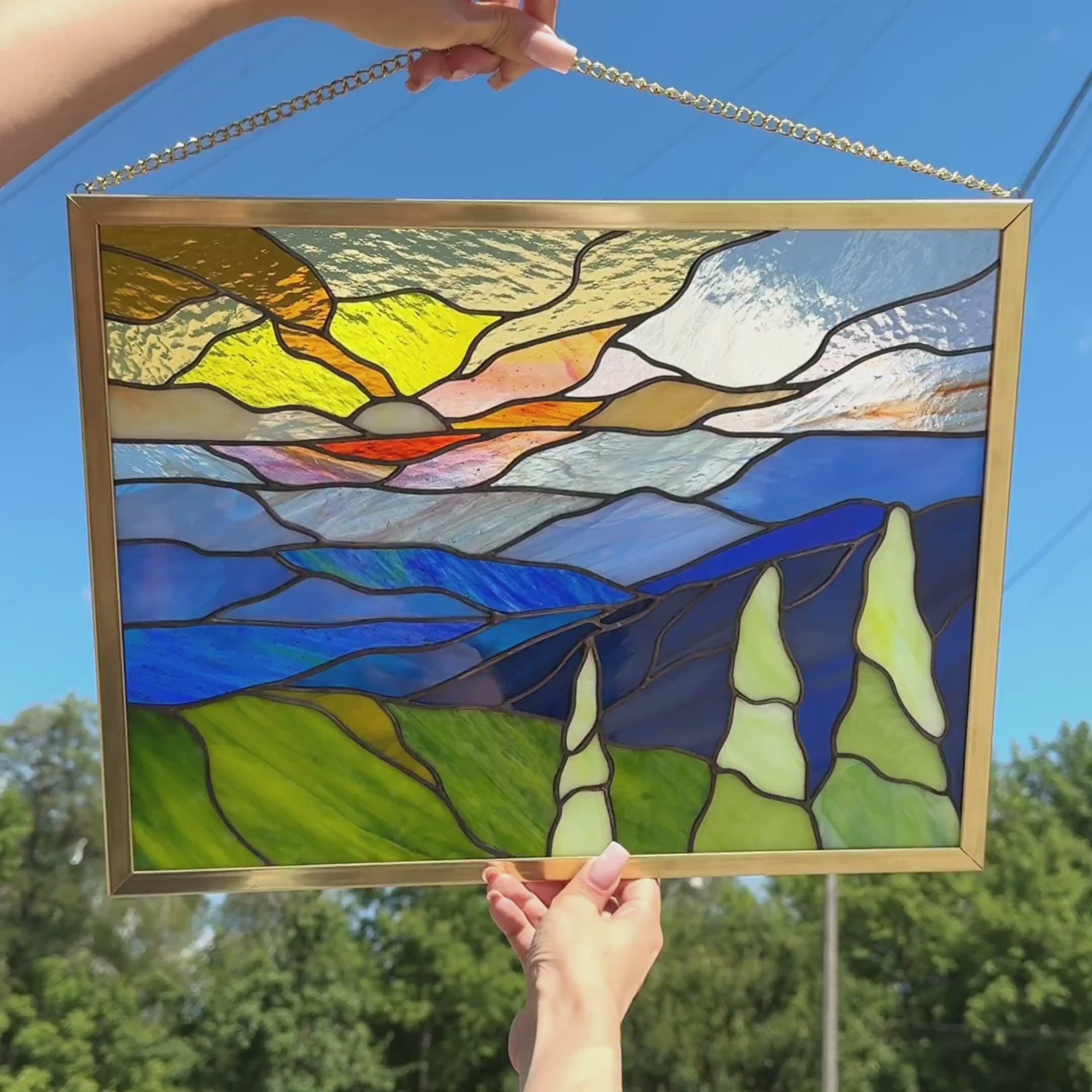 Blue Ridge national park stained glass panel