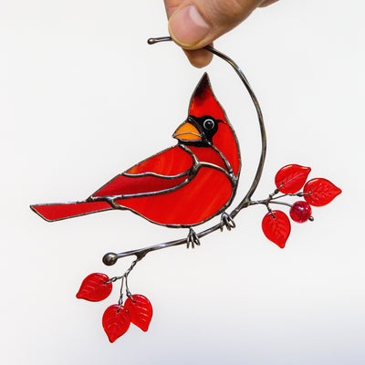 Stained Glass Cardinal With Handmade Beads on the Branch Stained Glass Bird  Porch Decoration Bird Suncatcher . -  Finland