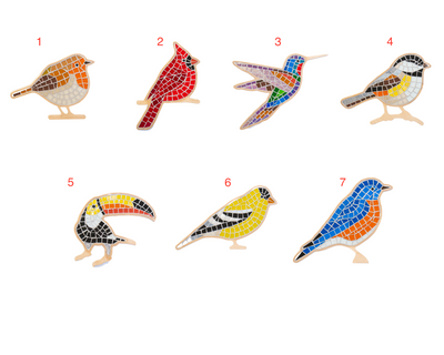 Variants of birds glass mosaics