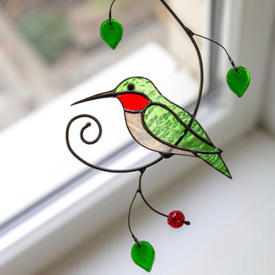 Stained Glass Hangers and Hooks Vintage Foil Christmas Decorations Window Beads Beautiful Hummingbird Decorations Colorful Pattern Garden Colorful