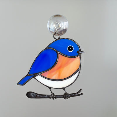 Bluebird stained glass home decoration