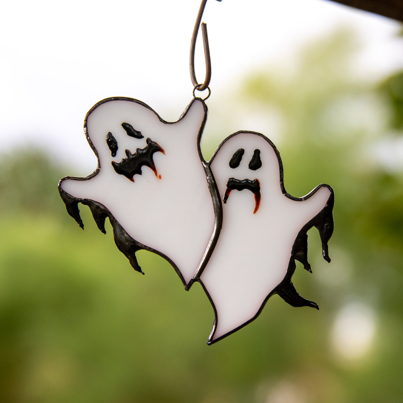 Stained glass spooky ghosts window hanging for Halloween