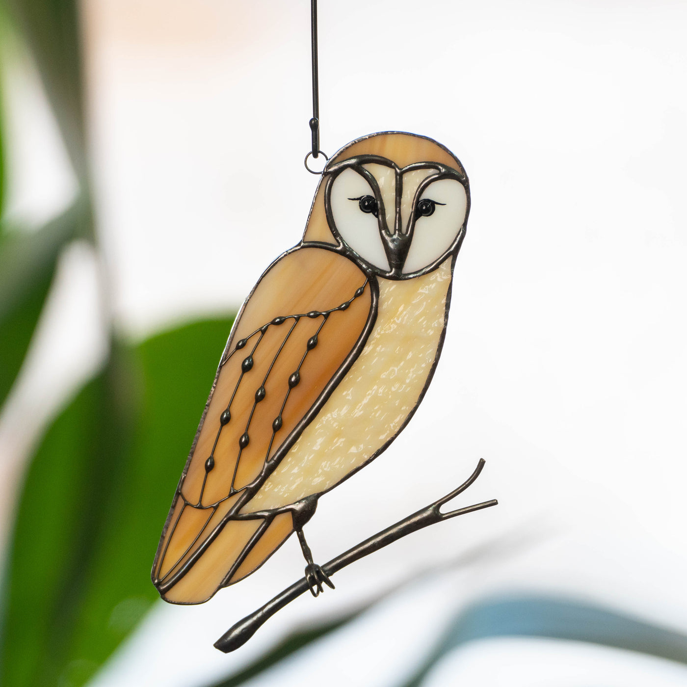 Zoomed stained glass barred owl