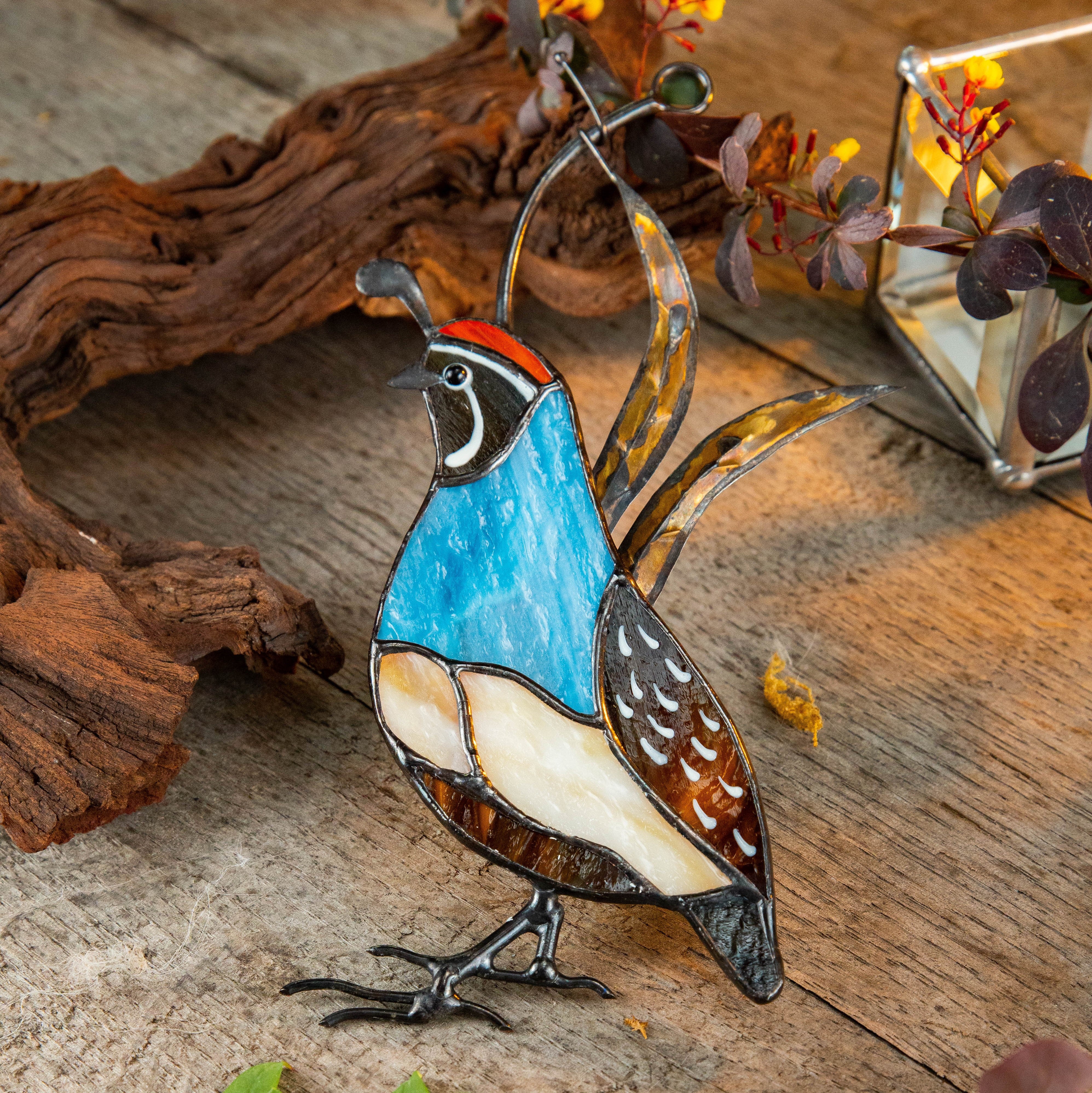 Stained glass California male suncatcher