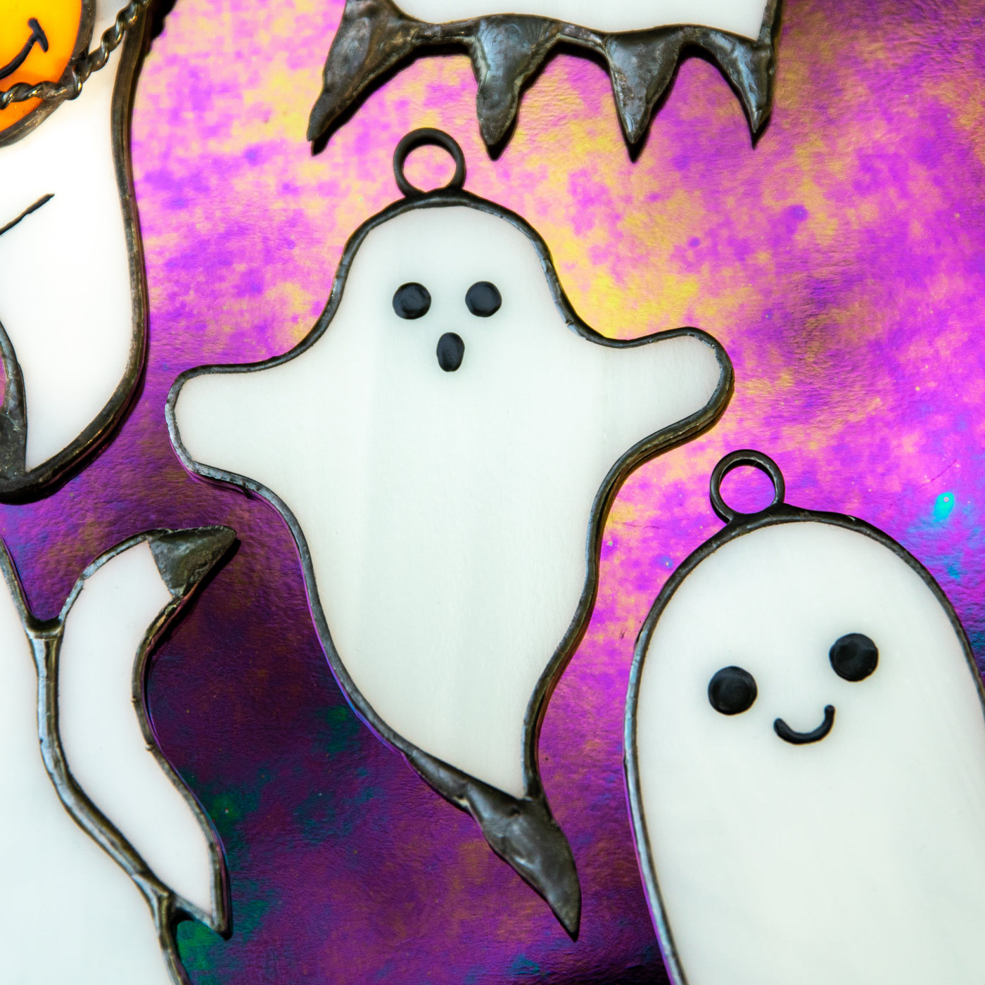 Scaring white stained glass ghost for Halloween celebrations