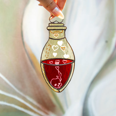 Stained glass bottle with blood suncatcher for Halloween