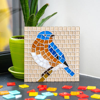 Bluebird on the branch glass mosaic DIY kit