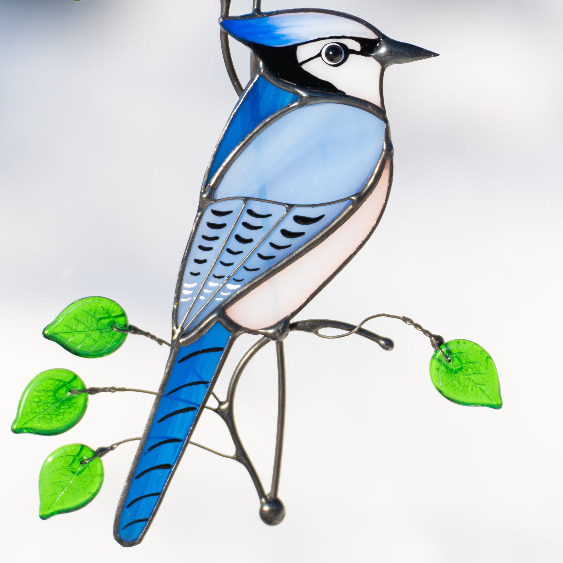 Blue Jay Stained Glass Window Hangings Christmas Gifts Blue Jay Art Custom  Stained Glass Bird Suncatcher Blue Jay Feather 