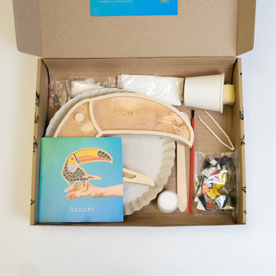 What's inside glass mosaic kit for toucan bird