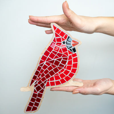 Cardinal-shaped glass mosaic for arts&crafts