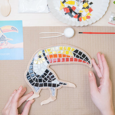 Toucan-shaped glass mosaic DIY kit