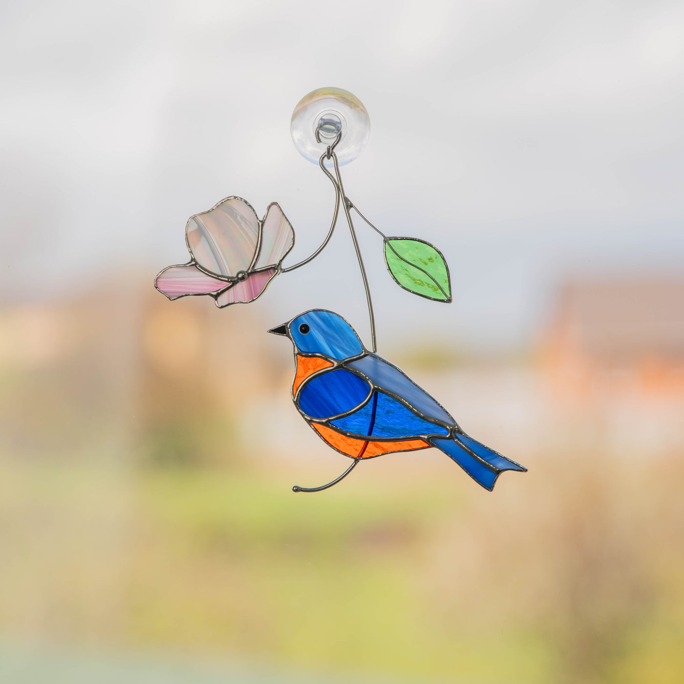 Stained glass bluebird suncatcher