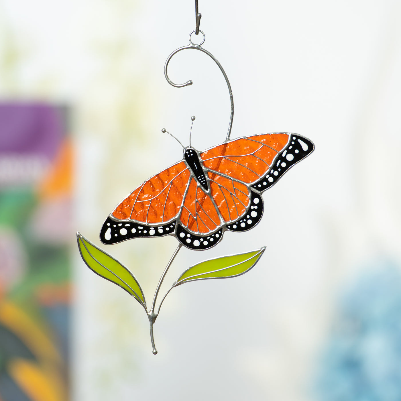 Monarch Butterfly window hanging of stained glass