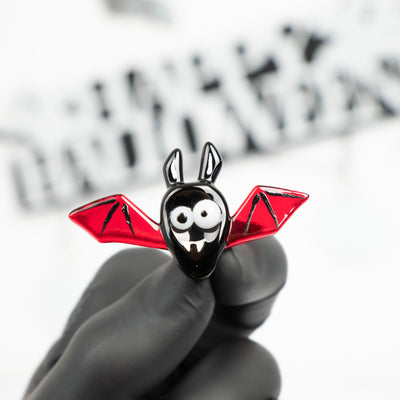 Halloween red bat brooch of stained glass