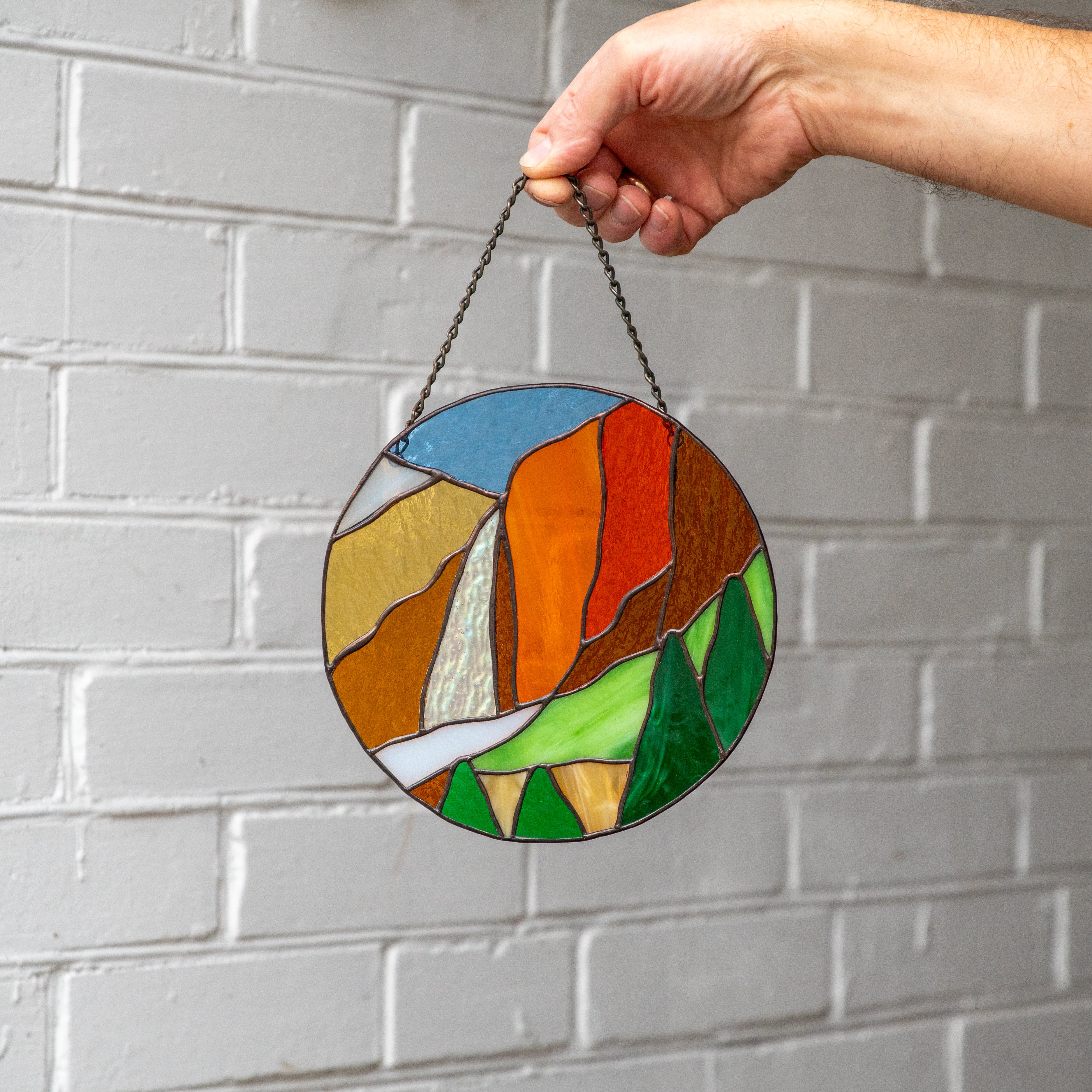 Yosemite panel of stained glass for window decor