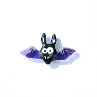 Zoomed stained glass purple bat pin
