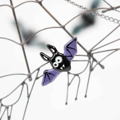 Funny purple bat brooch of stained glass