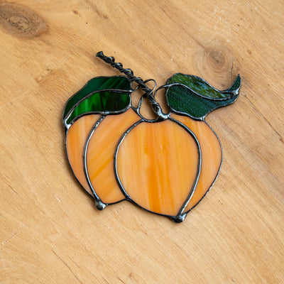 Peaches suncatcher of stained glass for kitchen